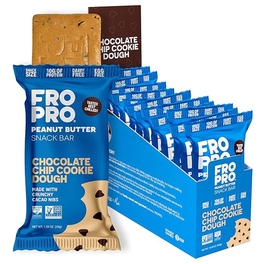 FROPRO Snack Bars - Plant Based Protein Bars, All-Natural, Gluten Free, Dairy Free, & Soy Free, High Protein Bars with Low Calories | Chocolate Chip, 12 Pack