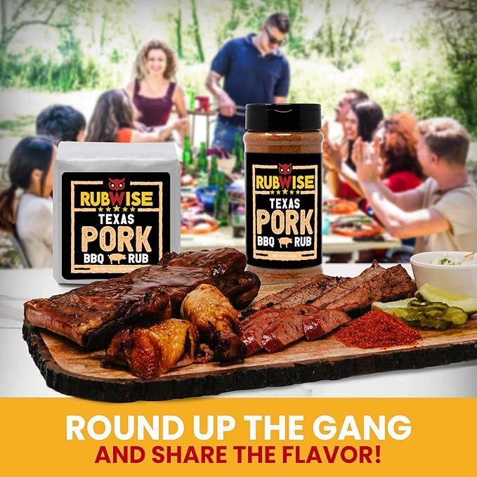 RubWise Texas Style BBQ Pork Rub (1lb) No MSG | Meat Barbecue Dry Rubs and Spices for Smoking and Grilling | Spice Blend Seasoning | Great on Spare Ribs, Tenderloin, Chops, Belly, Shoulder