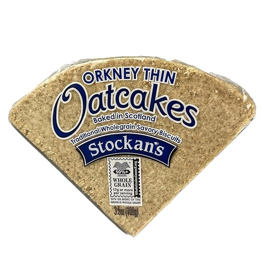 Stockan's Orkney Wholegrain Thin Oatcakes - Traditional Scottish Savoury Biscuits Imported from Scotland - 6 Packs (8 Oatcakes in Each Pack)