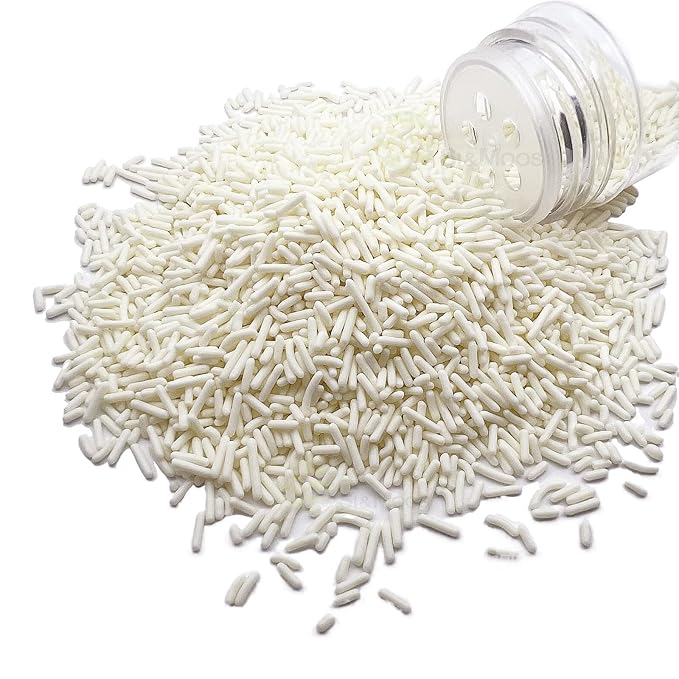 SE Si&Moos White Sprinkles Edible White Jimmies Soft Jimmy Sprinkles Halloween Cake Decorations Christmas Cookie Decorations for Topping Ice Cream, Cookies, Cakes, Cupcakes, Dessert Decorating 2.75 OZ