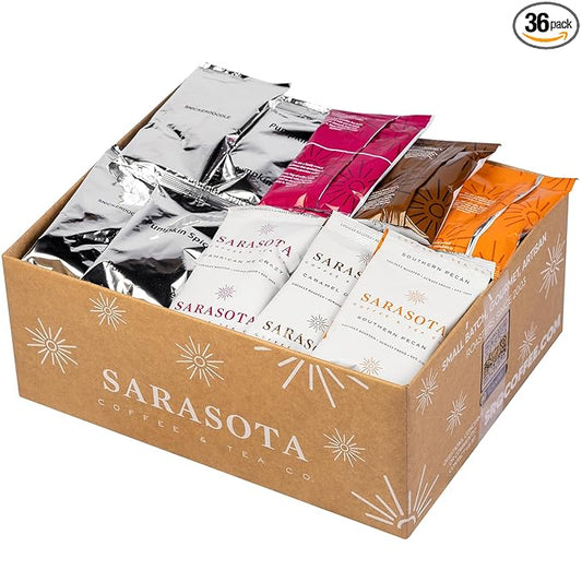 Ground Coffee | Gift Set Sampler Pack Variety Flavored Medium Roast Low Acid Mold Free Pouches | Gourmet Bulk Packets | Highest Rated Individual Premeasured Powder Bags for 12 Cup Drip Maker