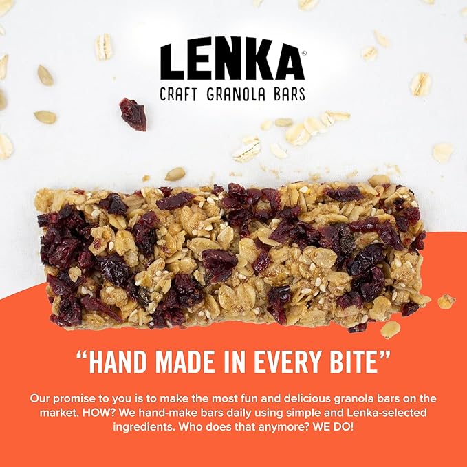 Lenka Bars - Berry Omega Snack Bars, Gluten Free, High Fiber, Kosher, Wholesome, No Artificial Flavors, Individually Wrapped - 12 Pack