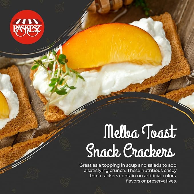 Only Kosher Candy Melba Toast Classic Whole Wheat Kosher Parve with No Artificial Flavor, Fresh Natural Ingredients, Kosher Certified Delicious Snack Crackers (Pack of 3)