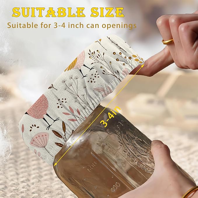 Rooster Floral 5-Pack Cloth Covers for Sourdough Starter Jar, Cloth Covers Reusable Lid Top Sourdough Proofing Bowl Cover Bread Fermentation Baking Supplies for 3-4 Inch Jar Mouth