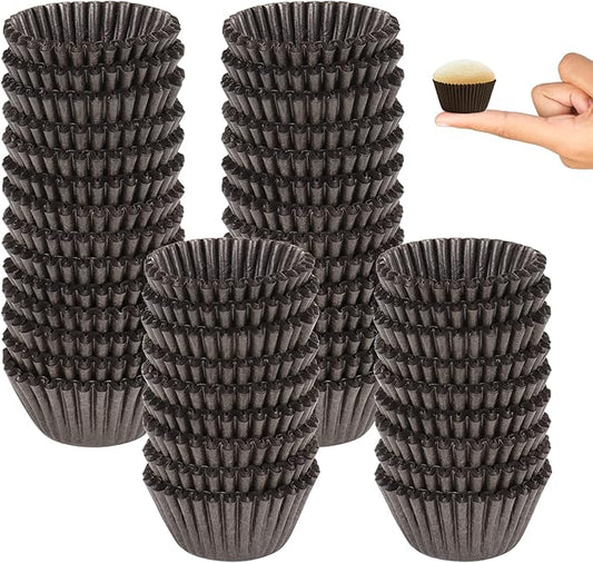 Dreamtop 900 Pieces Mini Cupcake Liners, Brown Mini Muffin Liners Baking Cups Liners for Baking Chocolate Baking Paper Cups Cupcake Wrappers
