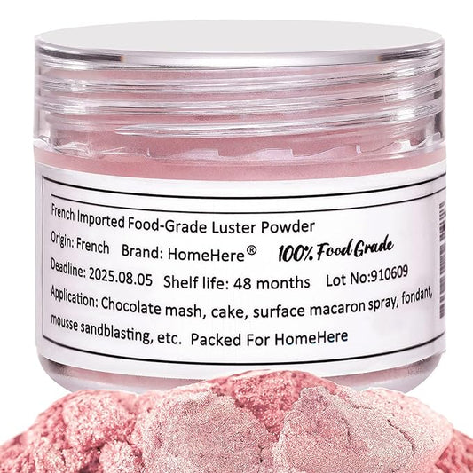HomeHere Edible Luster Dust Food-Grade Glimmer Powder Glitter for Cake Decorating 7g, Edible Sprinkle Glitter for Cocktails Drinks Baking Candy Dessert Chocolate Vegan Tasteless, Light Pink