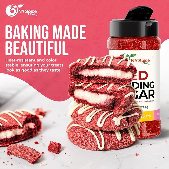 NY Spice Shop Red Sanding Sugar - 4 Ounce Sweet Colorful Edible Sprinkles For Candy Dish - Sugar Sprinkles For Cake Decorating Basket & Dishes