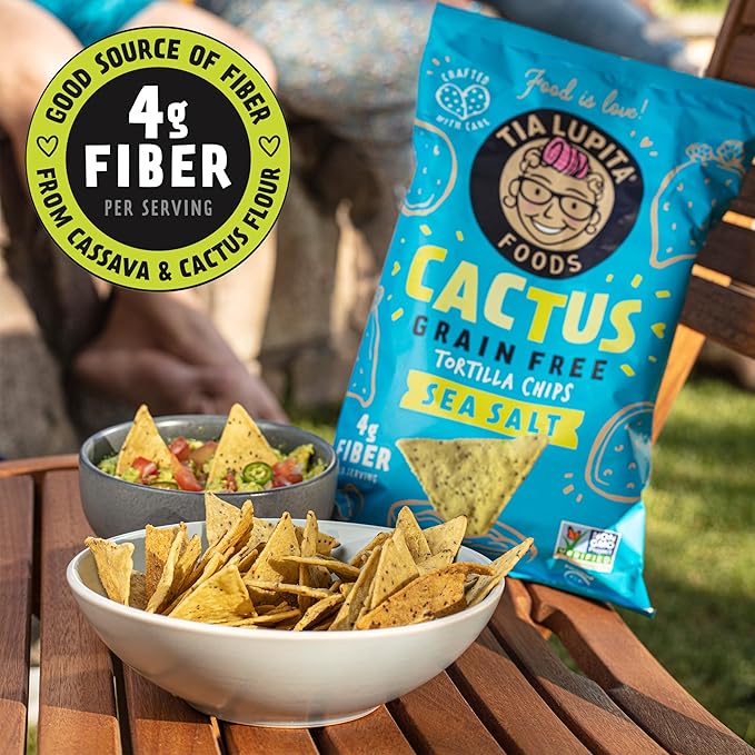 Tia Lupita Cactus Tortilla Chips Variety (Pack of 6) - Vegan, Gluten-Free, Grain-Free, Dairy-Free, Non-GMO, High Fiber, Authentic Mexican Snack Food
