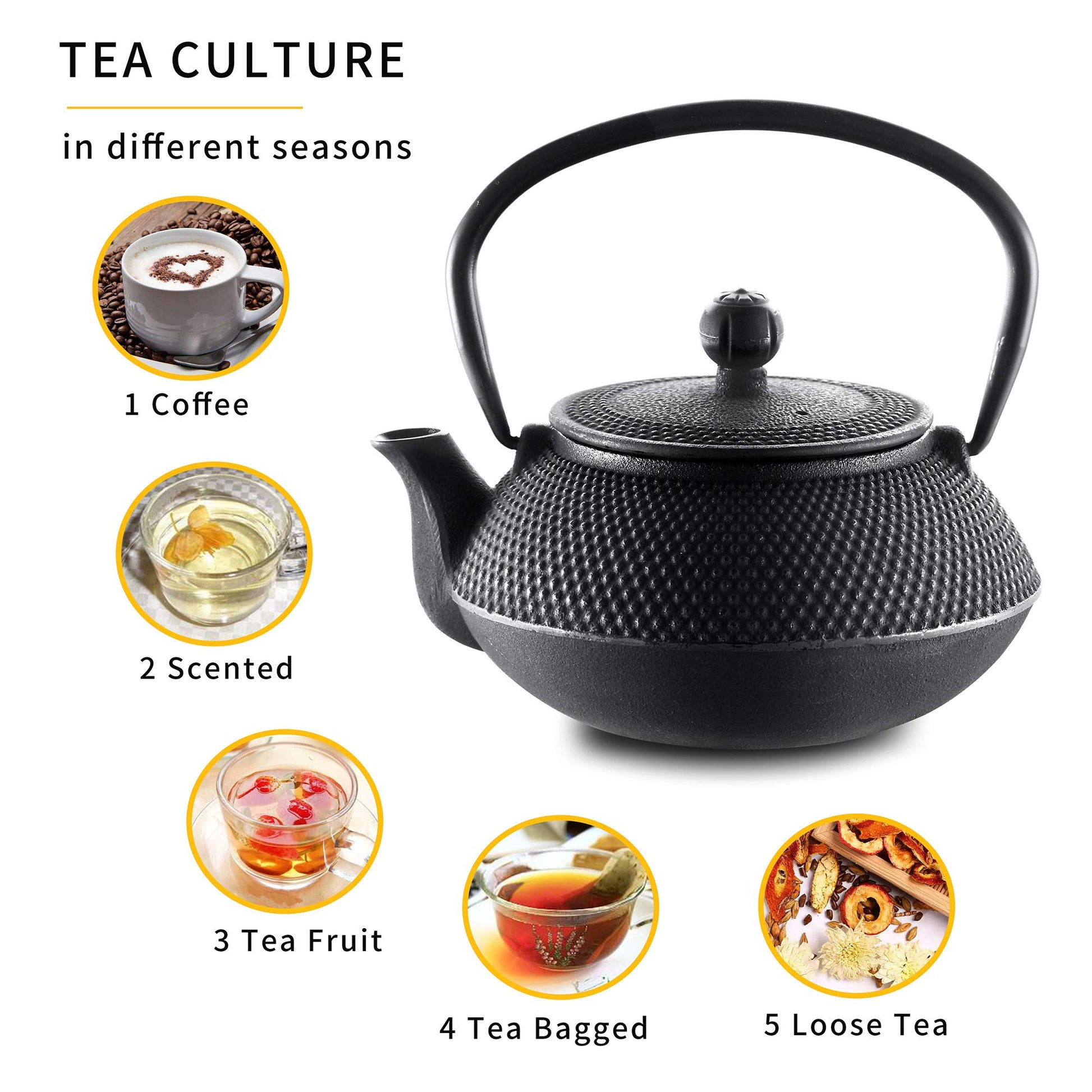 Velaze Cast Iron Teapot Set with Infuser,Japanese Style,2 Cups,700ML,23oz