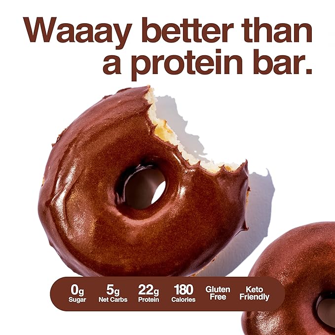 Legendary Foods 22gr Protein Donuts - Dipped Chocolate 8x (2 Donuts per Pack), High Protein, Zero Sugar, Gluten Free, Low Carb, Keto Friendly Snack, Healthy Donut for GLP-1, Diabetic, Bariatric Diets