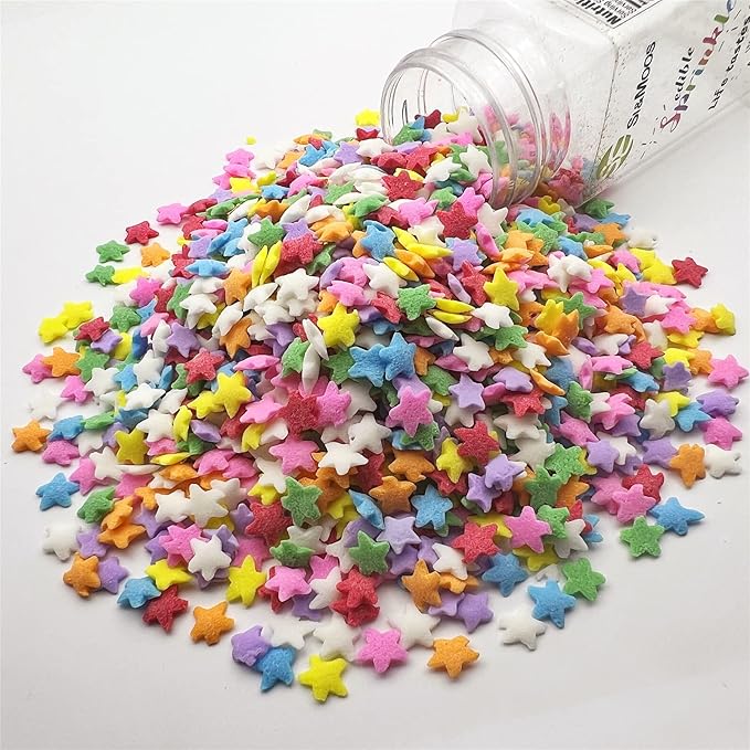 SE Si&Moos Rainbow Star Sprinkles for Cake Decorating Edible Confetti Sprinkles Rainbow Sprinkles Edible Star Cake Decorations , Cupcake, Ice Cream, Dessert Toppings Party Baby Shower Holiday Supplies 3 OZ