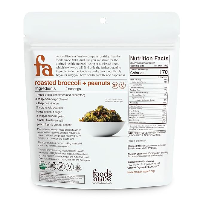 Foods Alive | Organic Jungle Peanuts | 8 oz (2-Pack) | Wild Jungle Peanuts
