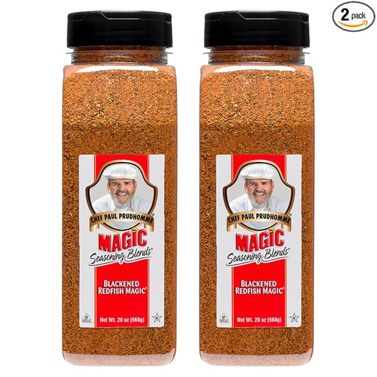 Chef Paul Blackened Redfish Magic Seasoning Blends | Cajun-Style Spices & Seasonings | Gluten-Free, No MSG, Bold Flavor | Perfect for Grilling, Cooking & BBQ | 20 oz/ 567g Shaker (Pack of 2)