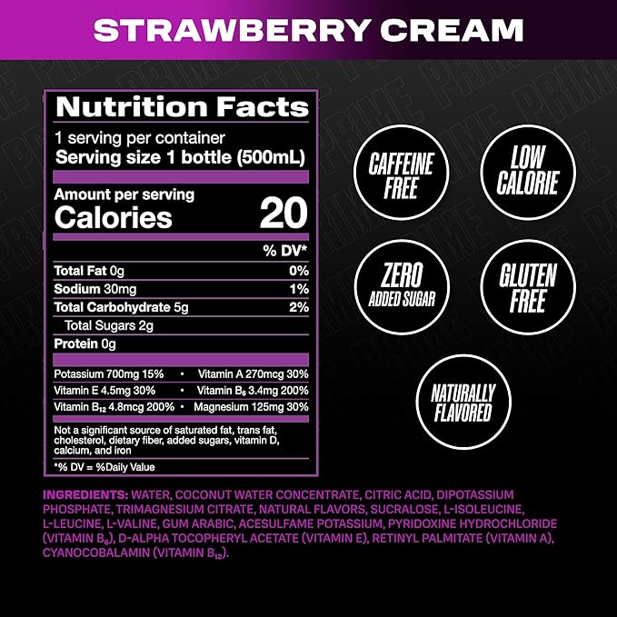 PRIME Hydration KSI THE NIGHTMARE, Sports Drinks, Electrolyte Enhanced to Replenish Fluids, 250mg BCAAs, B Vitamins, Antioxidants, Low Sugar, 16.9 Fluid Ounce, 12 Pack