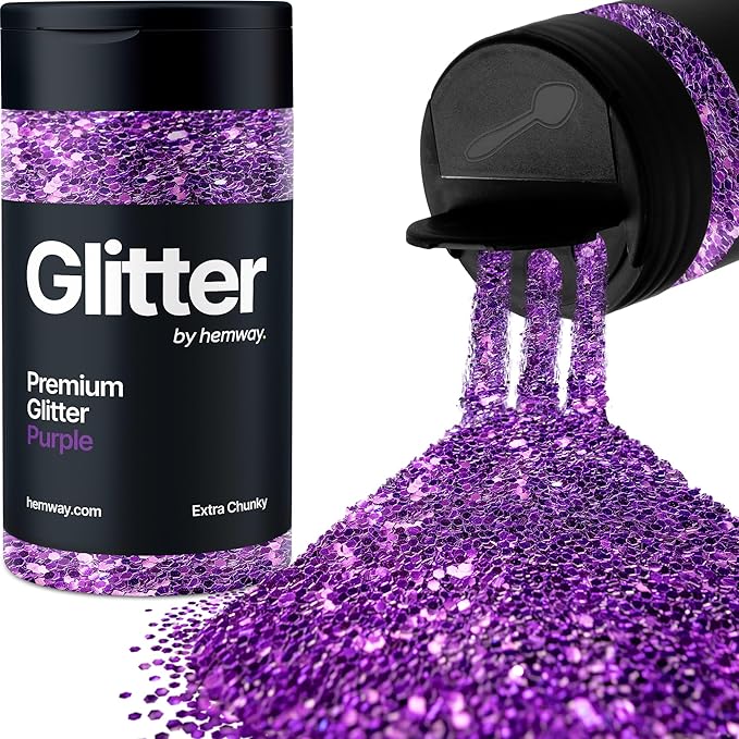 Hemway Premium Glitter Shaker - Purple | 115g Extra Chunky Metallic Flake Sequins for Resin & Epoxy Crafts | Craft Supplies for Tumblers, Festival, Art
