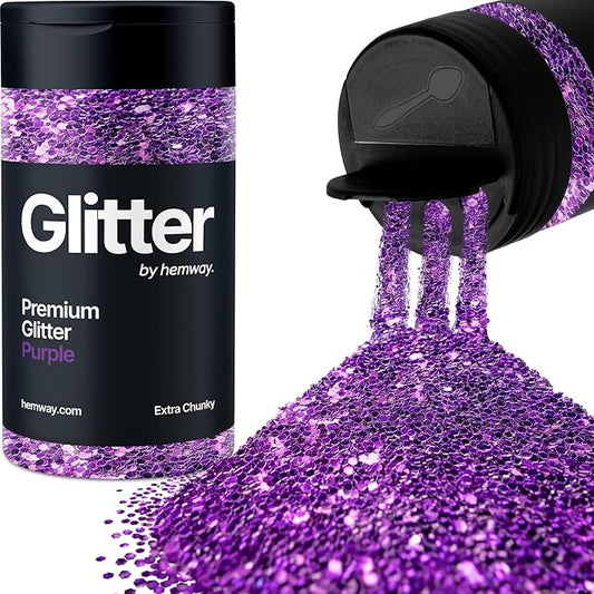 Hemway Premium Glitter Shaker - Purple | 115g Extra Chunky Metallic Flake Sequins for Resin & Epoxy Crafts | Craft Supplies for Tumblers, Festival, Art