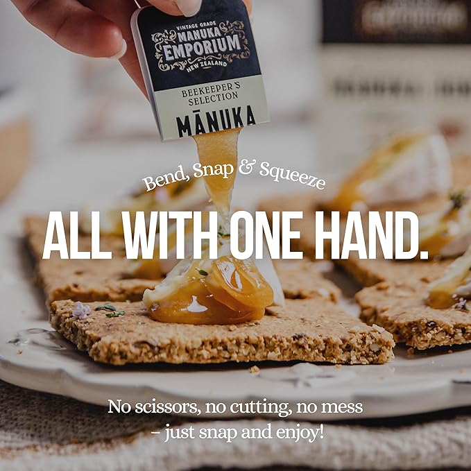Manuka Emporium Raw Manuka Honey Packets MGO 263+ | 24 x 0.18oz Single-Serve Snaps | Certified Monofloral New Zealand Honey | UMF 10+ Equivalent | Travel-Friendly Superfood for Daily Wellness