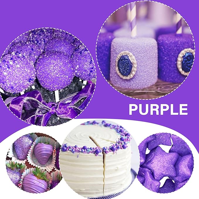 Edible Glitter Spray - 20g Luster Dust Edible Glimmer Powder for Sparkling Cocktails, Cake, Cupcakes, Wine, Beverage - Food Grade Shimmer Dust Powder for Baking, Drinks, Cookies Decoration (Purple)