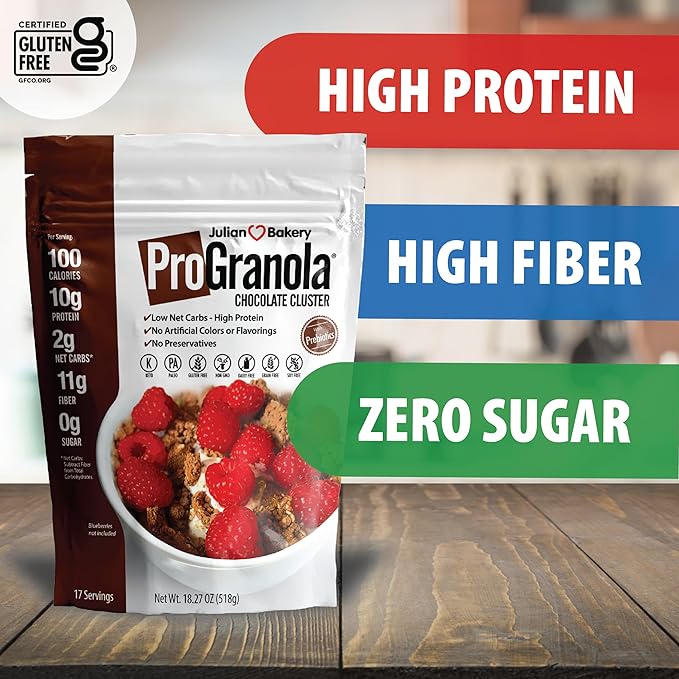 Julian Bakeryì§?ProGranolaì§?Cereal | Chocolate | 10g Protein | Paleo | 2 Net Carbs | Gluten-Free | Grain-Free | 17 Servings