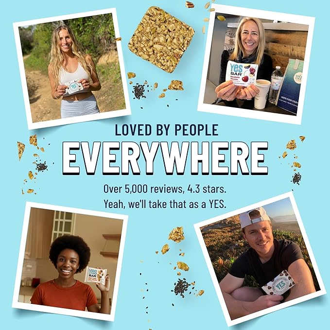 YES Bar ??Black Sesame Sea Salt ??Plant Based Protein, Decadent Snack Bar ??Vegan, Paleo, Gluten Free, Dairy Free, Low Sugar, Healthy Snack, Breakfast, Low Carb, Keto Friendly (Pack of 6)