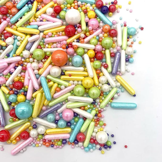 Rainbow Sprinkle Mix Pearl Sugar Candy Mix Size Baking Cake Decorations Cupcake Toppers Cookie Decorating Ice Cream Celebrations Shaker Jar Wedding Shower Party (130g/4.58oz竊?"<div>