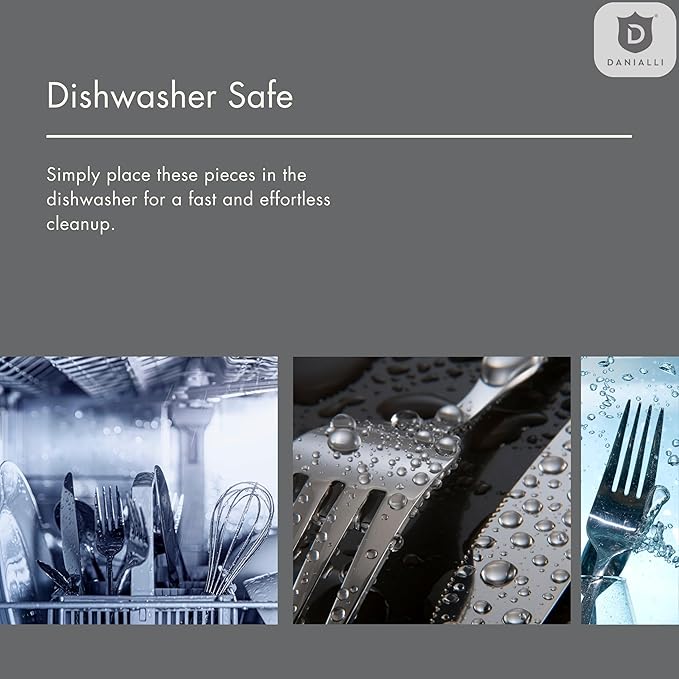 Silverware Set for 8 with Serving Utensils, 18/10 Stainless Steel Flatware, Mirror Finish, Dishwasher Safe, Heavy-Duty Cutlery, Built to Last (45-Piece Including a Serving Set, Fidenza)