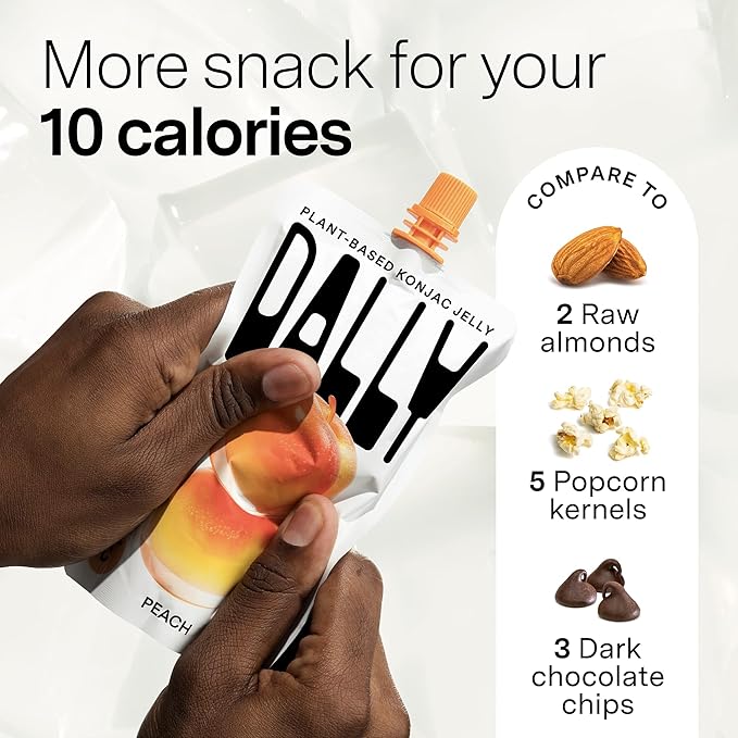 Dally Peach Drinkable Konjac Jelly (10 Pouches) ??10-Calorie, Zero Sugar Korean Fruit Snack ??Prebiotics & Postbiotics for Skin, Immune & Weight Management