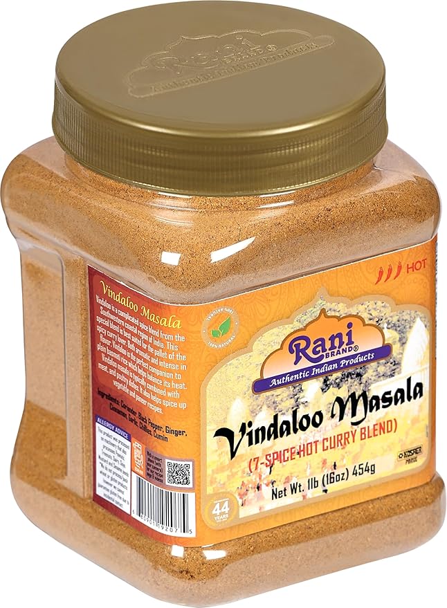 Rani Vindaloo Curry Masala Indian Spice Blend 16oz (1lb) 454g PET Jar ~ All Natural | Salt Free | Vegan | Gluten Friendly| NON-GMO | Kosher | No colors | Indian Origin