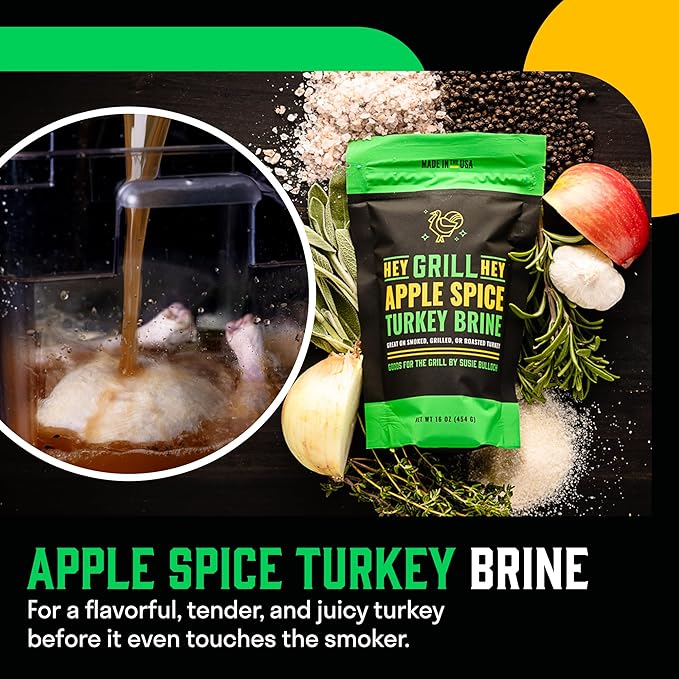 Hey Grill Hey | Turkey Brine Kit | | Includes Apple Spice Brine, Smoked Turkey Rub, and Cranberry BBQ Glaze| Smoked Turkey Brine & Seasoning Kit