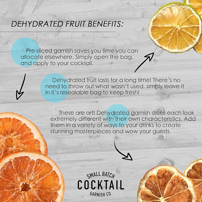 Cocktail Garnish Co. Dehydrated Orange, Lemon, Lime, 9oz, 136+ slices, (Pack of 3)