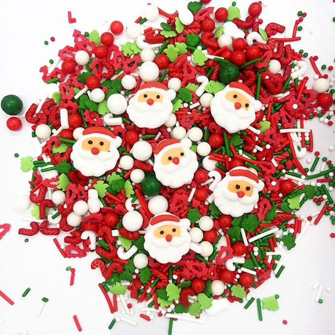 Santa Claus Sprinkles 7oz Candy Sugar Sprinkle Red and Green Sprinkles Cake Decorations Cupcake Toppers Cookie Decorating Ice Cream Celebrations