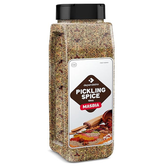 Dependable Foods Pickling Spice - 10 oz. Jar - Easy Dispensing Lid – Kosher, Non-GMO Pickling Spice Mix for Vegetables, Canning Pickles, & More