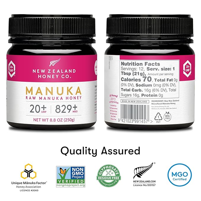 New Zealand Honey Co. Raw Manuka Honey UMF 20+ / MGO 829+ | UMF Certified Raw Honey | 8.8oz