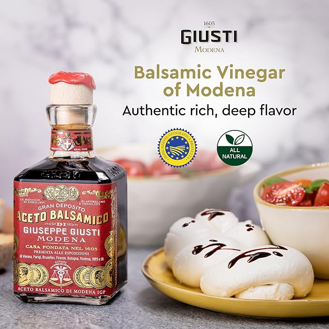 Giuseppe Giusti Balsamic Vinegar of Modena Gift Set ??Gran Deposito Aceto Balsamico di Modena and White Balsamic Vinegar-Based Condiment in an Elegant Box, Italian Gifts ??2 x 8.45 fl oz (2 x 250 ml)