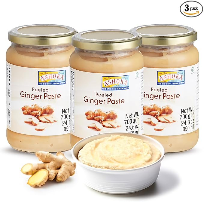 Ashoka Authentic Ginger Paste | Vegan | Gluten-Free | Kosher Certified | Non-GMO | Made from Premium Indian Spices | Great for Cooking Flavorful Food | 700 Grams (Pack of 3)