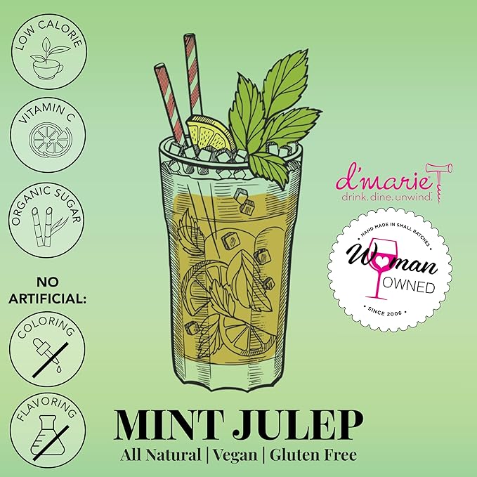 Frozen Cocktail Drink Mix - Each Bag Makes 10 Slushies - Mint Julep Drink Powder Pouches for Alcohol - All Natural Low Sugar Mixer, No Blender Needed, 3 Pack