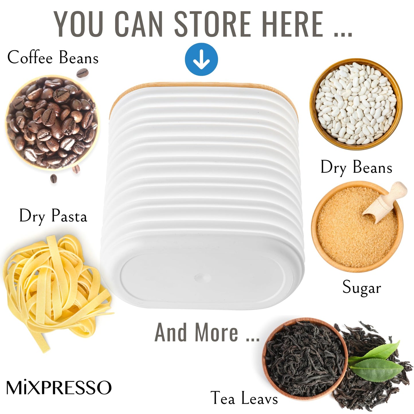 Mixpresso 3 Pcs White Canisters Sets for the Kitchen, Coffee Containers