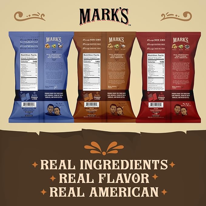 MARK???Kettle Cooked Avocado Oil Potato Chips, Variety Pack ??Seed Oil & GMO Free | 3-Flavor Variety Pack, 5 oz (Pack of 3) | Gluten Free, Non-GMO Chips for Clean & Healthy Snacking