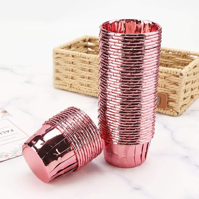 Baking Cups Ramekins, EUSOAR 50Pcs Disposable Ramekin Muffin Baking Cups, Aluminum Cupcake Cups, Tip Pan Ramekin Holders, Little Foil Cups