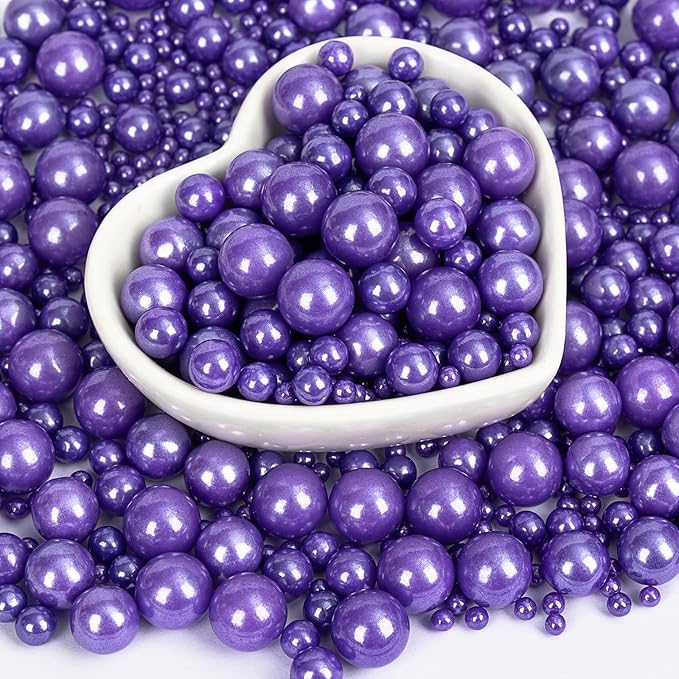 Edible Purple Pearl Sprinkles for Cake Decorating,Halloween Pearls Sugar Sprinkle,130g/4.58oz Mix Size,Baking Edible Cake Decorations Candy,Cupcake Toppers,Cookie Decorating Donuts Ice Cream Toppings,Party Supplies