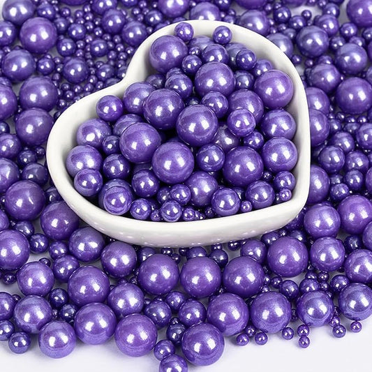 Edible Purple Pearl Sprinkles for Cake Decorating,Halloween Pearls Sugar Sprinkle,130g/4.58oz Mix Size,Baking Edible Cake Decorations Candy,Cupcake Toppers,Cookie Decorating Donuts Ice Cream Toppings,Party Supplies