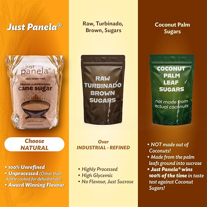 Just Panela Organic Unrefined Cane Sugar 5 Pound Pack of 1 | 100% Unprocessed, Raw Sugar | Great for Baking, Cooking & Sweetening | Healthier Alternative to Regular Refined Sugar