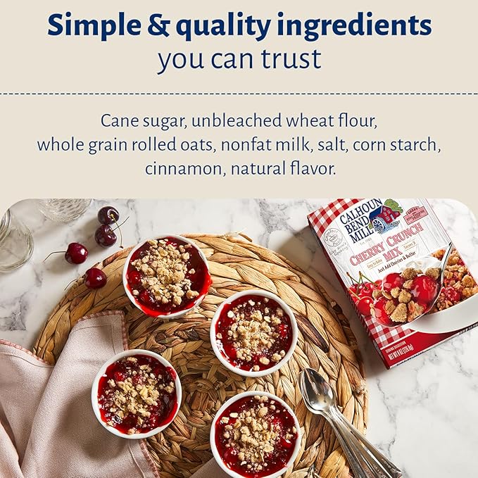 Calhoun Bend Mill Cherry Crunch Mix | Sweet and Crunchy Topping | Perfect for Deep Dish Desserts with Cherries or Your Favorite Fruit | Ideal for Gourmet Baking and Dessert Delights - 8 Oz (Pack of 6)