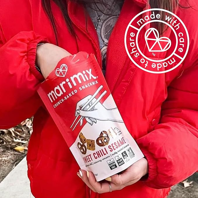 Marimix Snack Mix | Sweet Chili Sesame 2 Pack | Crunch Baked Sweet & Salty Savory Plant Based Naturally Gluten Free Whole Grain Fiber Charcuterie Pretzel Trail Party Mix | No Artificial Ingredients