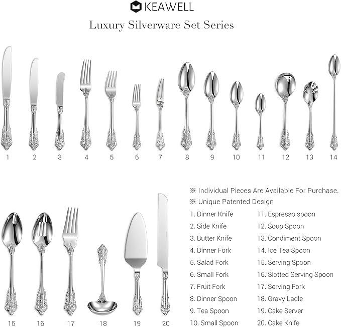 KEAWELL Luxurious 5.1-Inch Espresso Spoons Set - 6 Pieces - Mini Coffee Spoon, 18/10 Stainless Steel - Gorgeous Design with Exceptional Mirror Polished Finish (Silver)