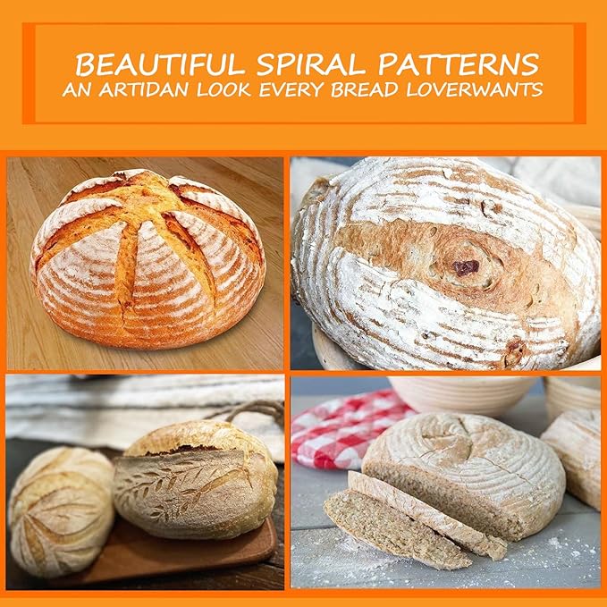 Banneton Bread Proofing Basket Set, 10 Inch Oval, Sourdough Bread Baking Supplies, Bread Making Starter Kit, Proofing Baskets for Baking, Perfect Baker's Gift Set