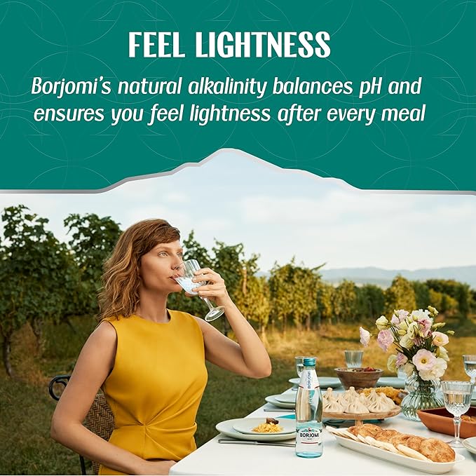 BORJOMI Sparkling Mineral Water, Bottled from Georgian Volcanic Springs, Naturally Carbonated, Plain, Unflavored, Plastic Bottles, 25.3 fl oz, 6 Pack