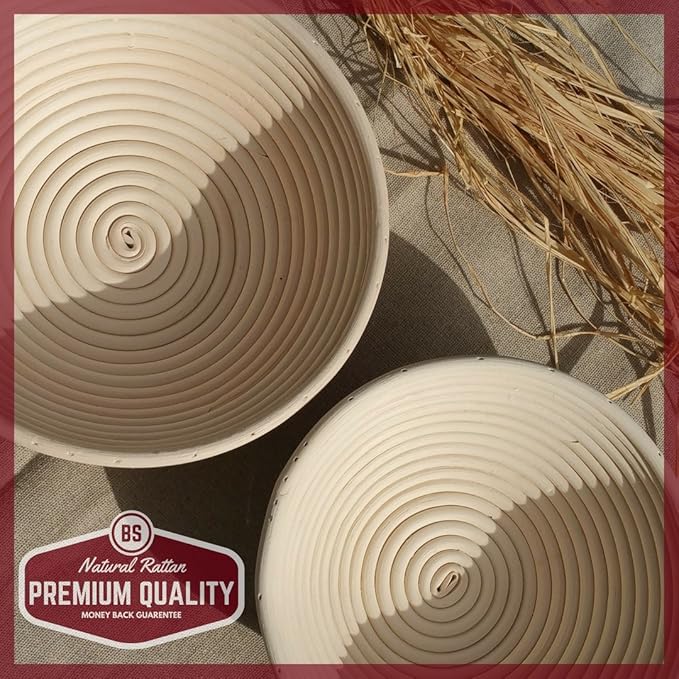 Bread Story Round Banneton Bread Proofing Basket Set ??Handmade Rattan Brotform Dough Bowl with Cloth Liner, Sourdough Tools & Baking Supplies for Home Bakers ??Baking Kit, 10 Inch