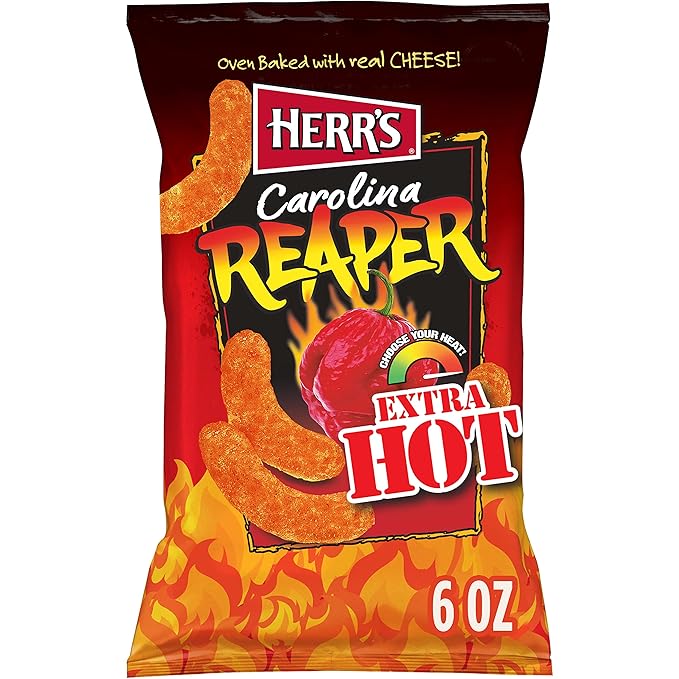 Herr?셲 Cheese Curls, Carolina Reaper Flavor, Gluten Free Snacks, 6oz Bag (12 Count)