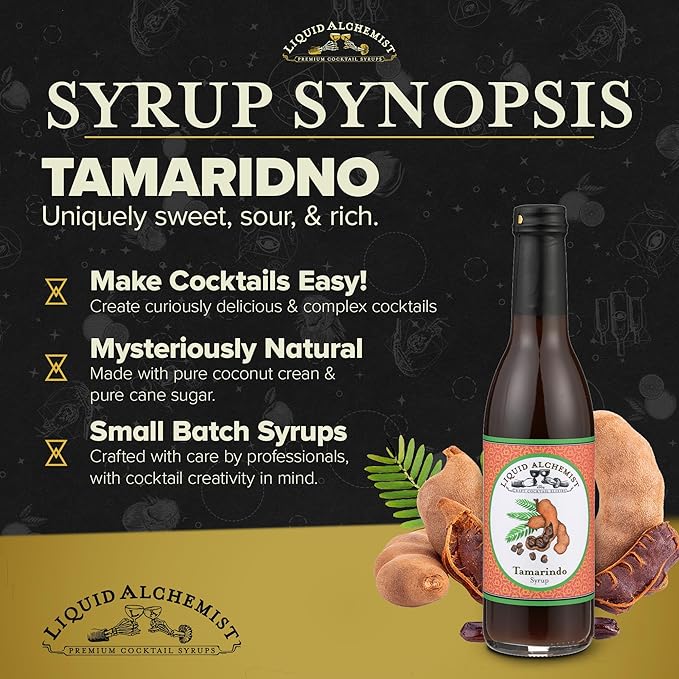 Liquid Alchemist Tamarind Syrup for Cocktails - Real Ingredients Make our Tamarindo Syrup the Perfect Spicy Margarita Mix - Made with Fresh Tamarind Puree & All Natural Tamarind Concentrate (12.7 oz)